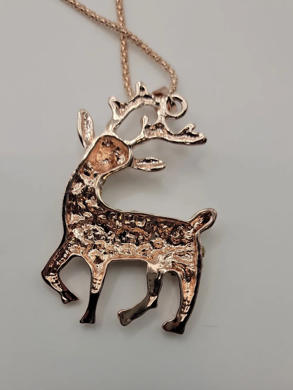 Betsey Johnson Rose Gold Reindeer Crystal Pendant Necklace 28